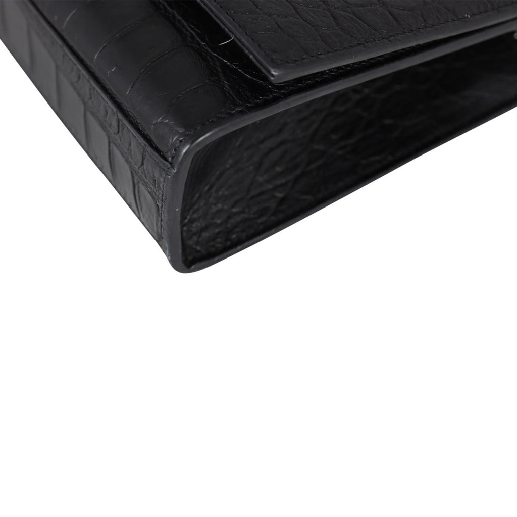 Saint Laurent Kate Tassel Chain Bag Medium Croc-Embossed