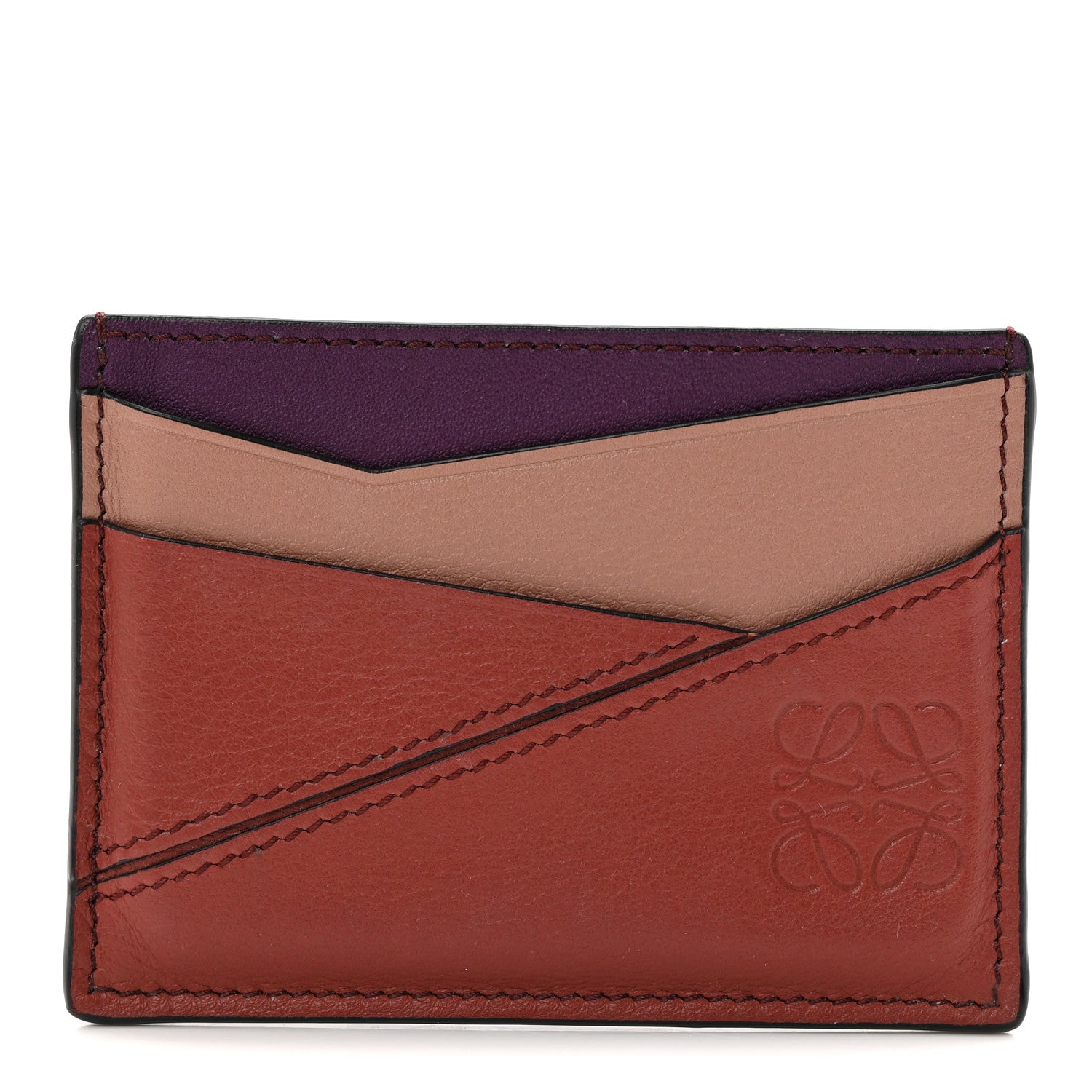 Calfskin Puzzle Colorblock  Holder Multicolor
