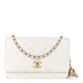Lambskin Quilted CC Pearl Crush Wallet on Chain WOC White
