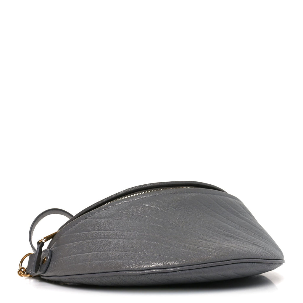 Shiny Goatskin Allover Logo Embossed XS Souvenir Belt Bag Gris