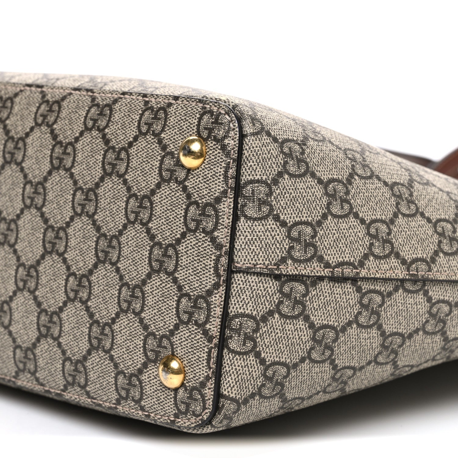 GG Supreme Monogram Medium Zippered Bucket Tote Beige Tuscany
