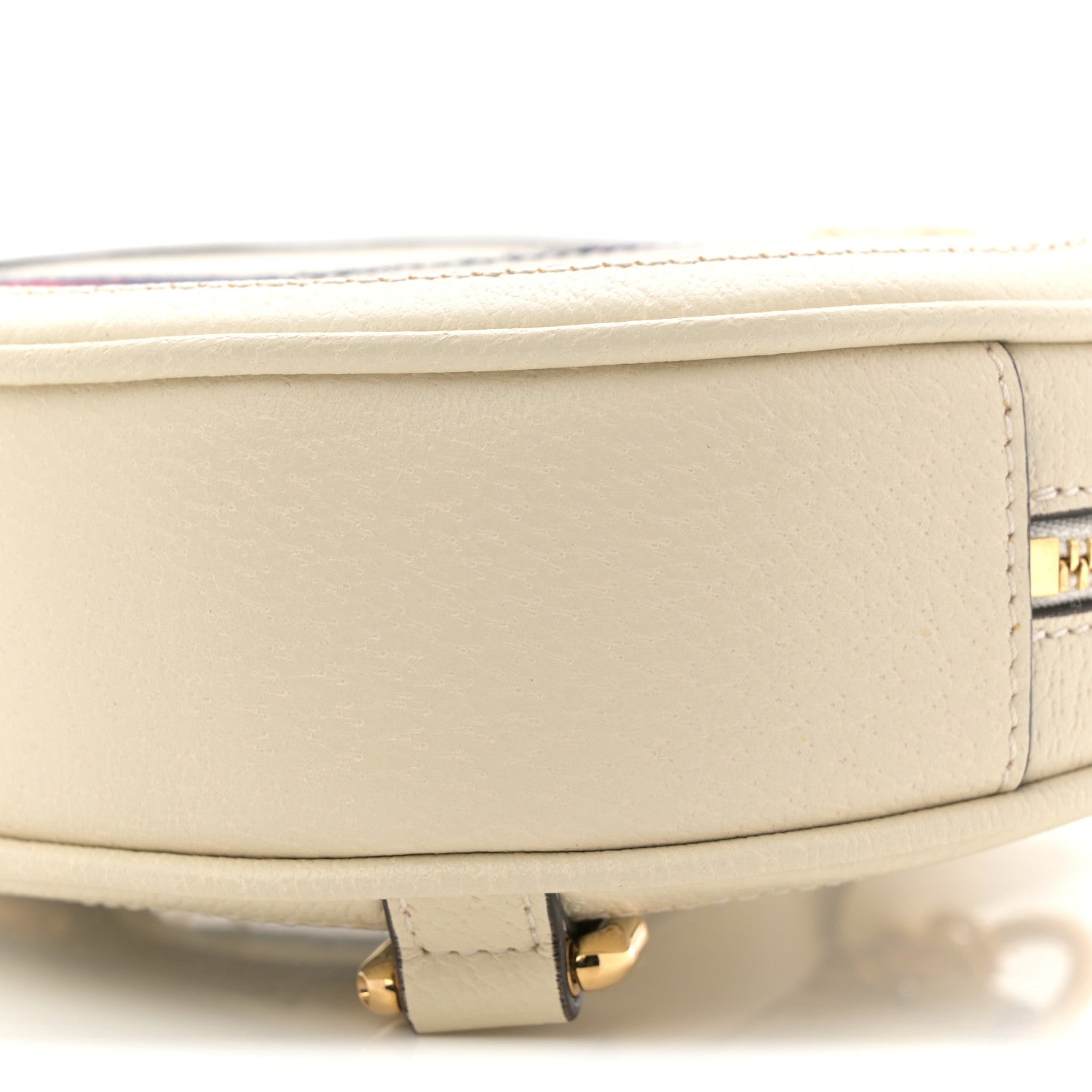 Textured Calfskin Web Mini Ophidia Round Backpack Mystic White