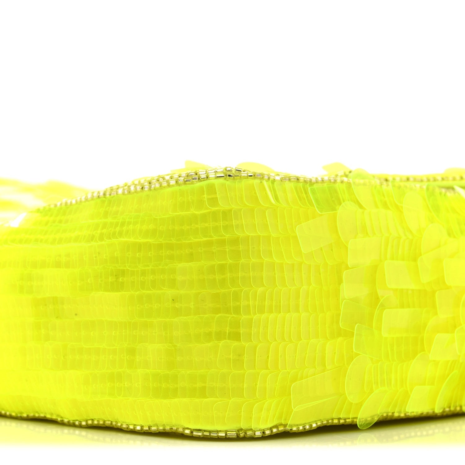 Sequin Paillettes Vitello Elaphe Grace Baguette Yellow Fluo