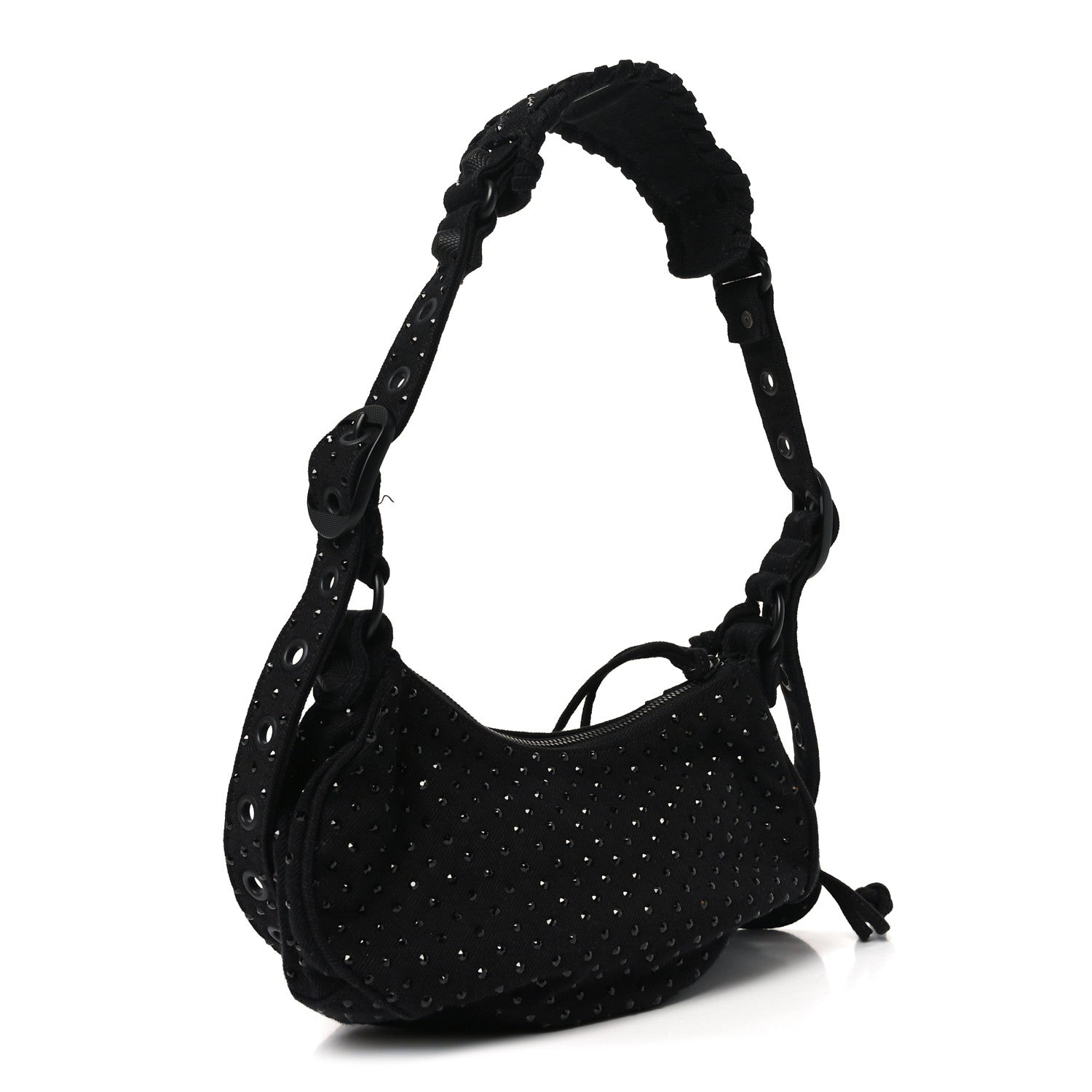Denim Embellished Le Cagole Shoulder Bag XS Black