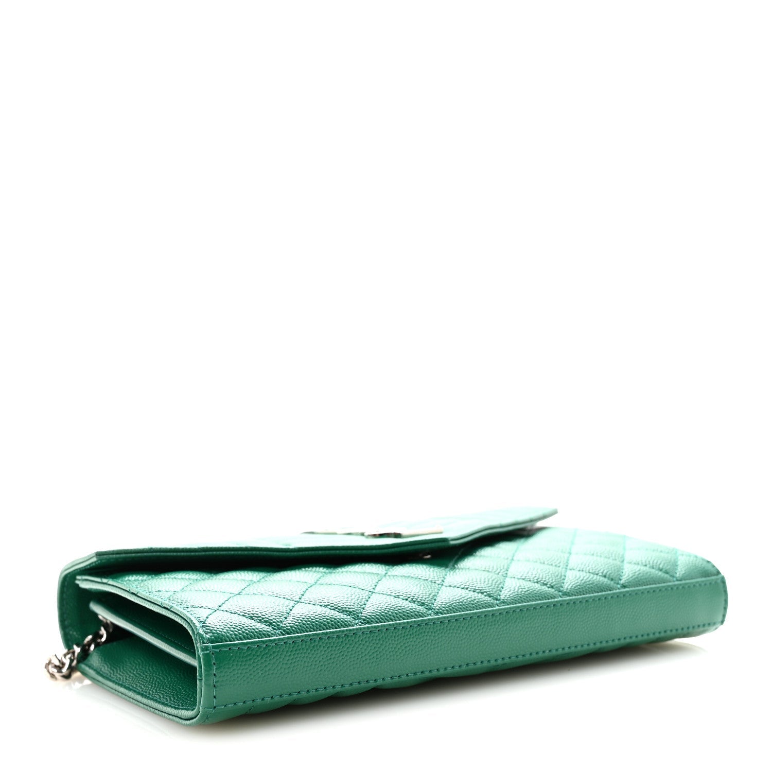 Grain De Poudre Mixed Matelasse Triquilt Monogram Chain Wallet Green Field