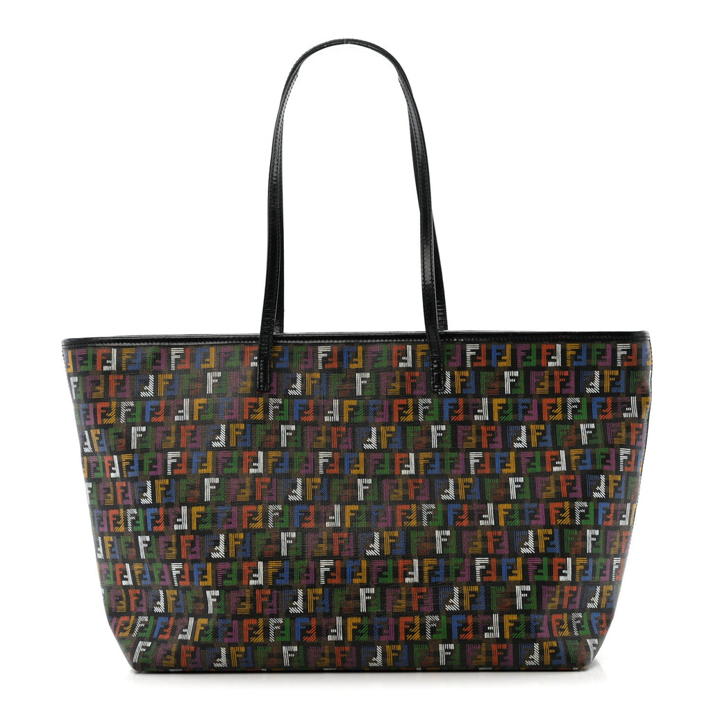 Zucca Spalmati Patent Zucchino Screen Print Medium Roll Tote Tobacco Multicolor Black