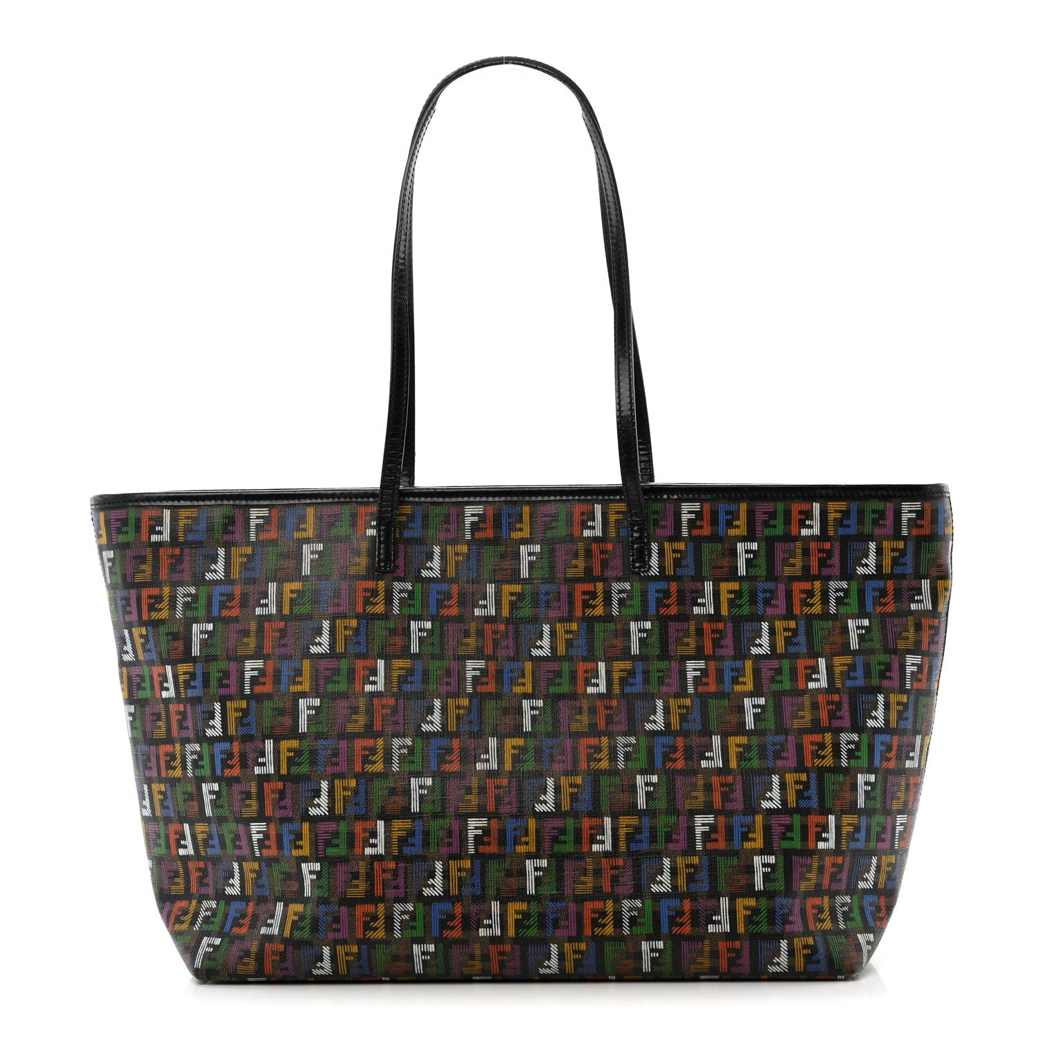 Zucca Spalmati Patent Zucchino Screen Print Medium Roll Tote Tobacco Multicolor Black