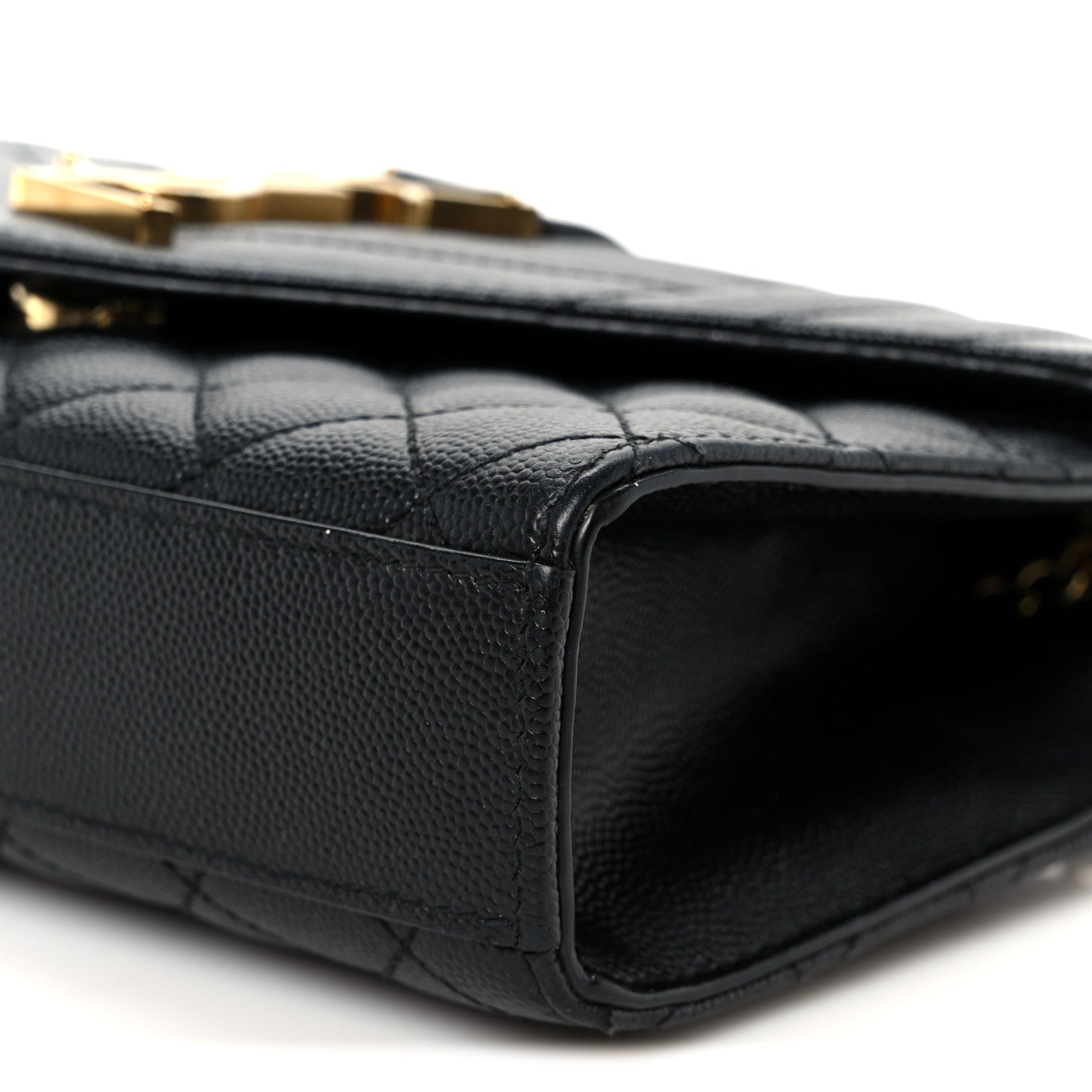 Grain De Poudre Textured Mixed Matelasse Triquilt Small Monogram Satchel Black