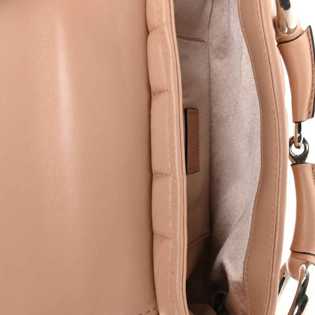 Nappa Vertical Matelasse Small Maxi Horsebit Chain Shoulder Bag Beige