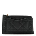 Supple Calfskin Cannage Lady Dior Cosmos Zipped  Holder Black