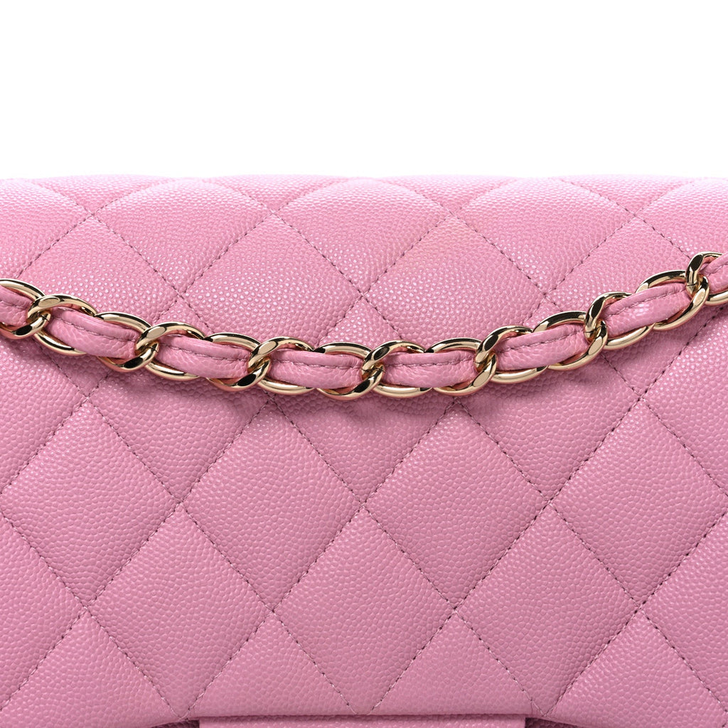 Caviar Quilted Jumbo Double Flap Pink