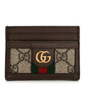 GG Supreme Monogram Textured Dollar Calfskin Ophidia  Holder Beige Ebony New Acero