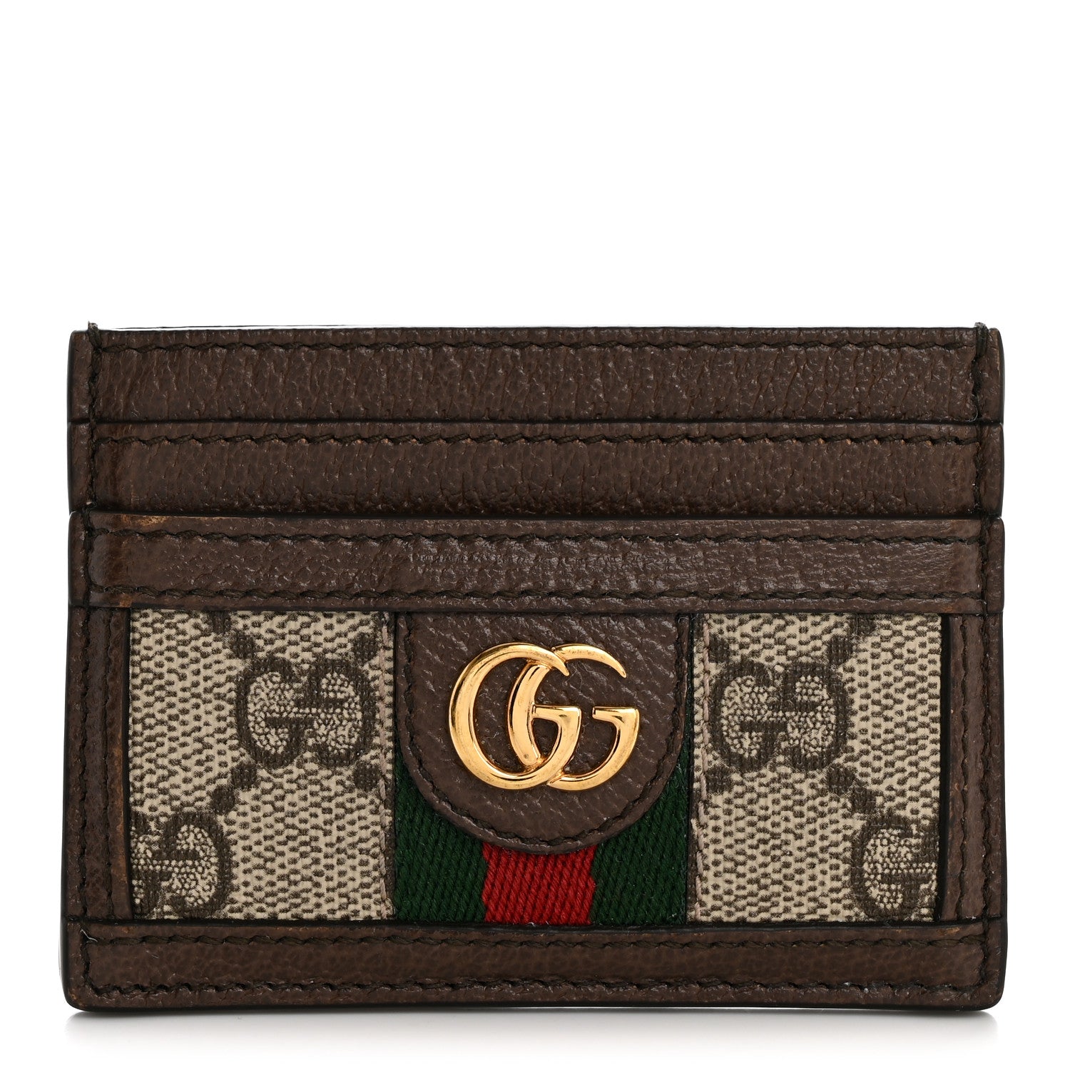 GG Supreme Monogram Textured Dollar Calfskin Ophidia  Holder Beige Ebony New Acero