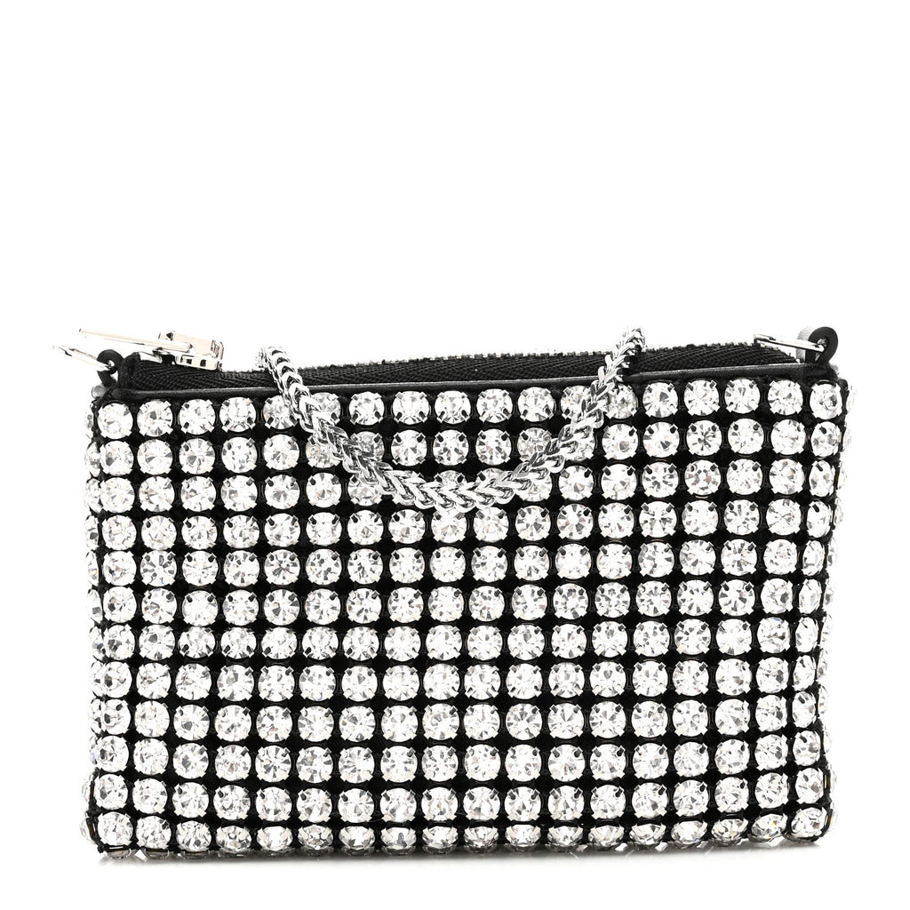 Mesh Crystal Rhinestone Nano Heiress Shoulder Bag Black Silver
