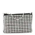 Mesh Crystal Rhinestone Nano Heiress Shoulder Bag Black Silver