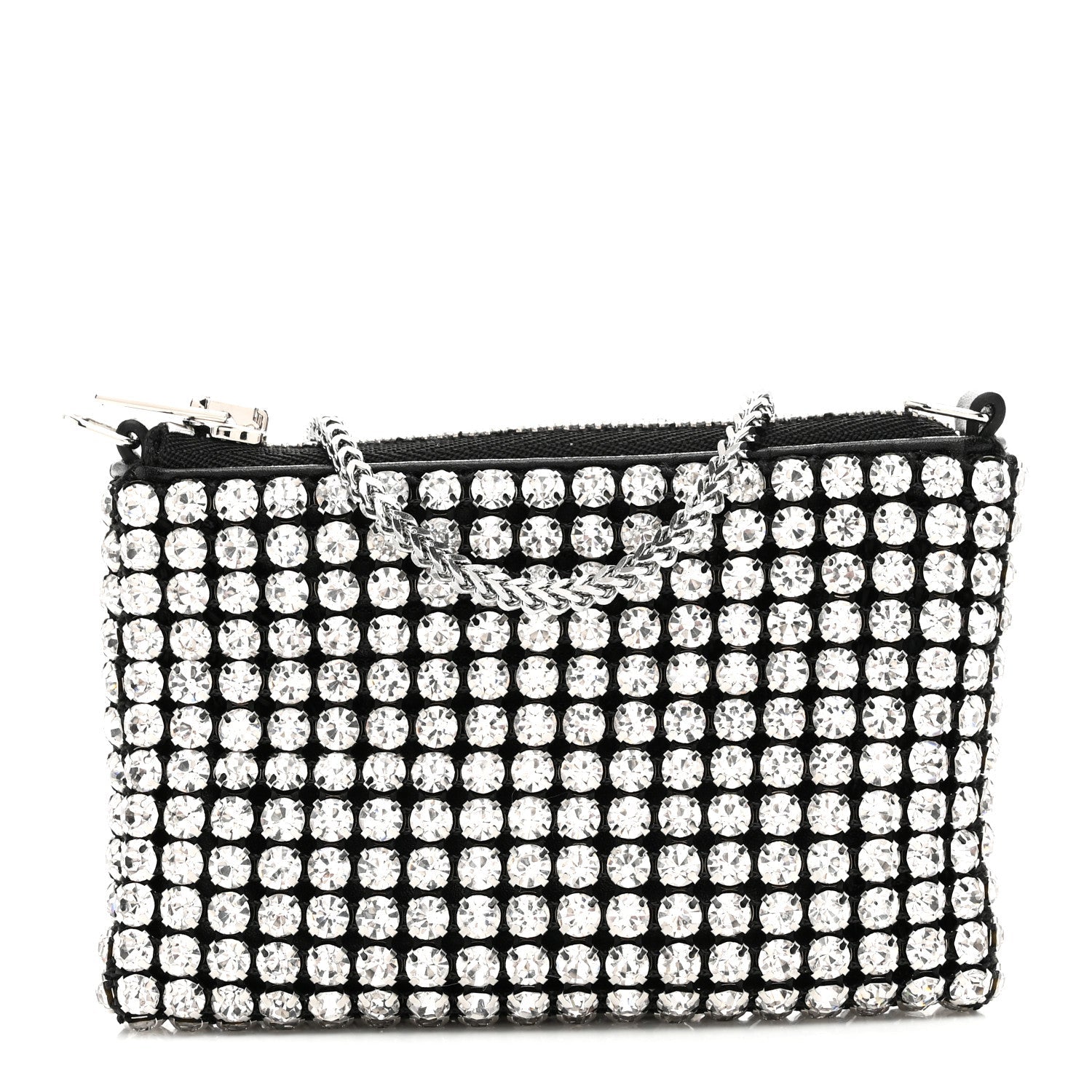 Mesh Crystal Rhinestone Nano Heiress Shoulder Bag Black Silver
