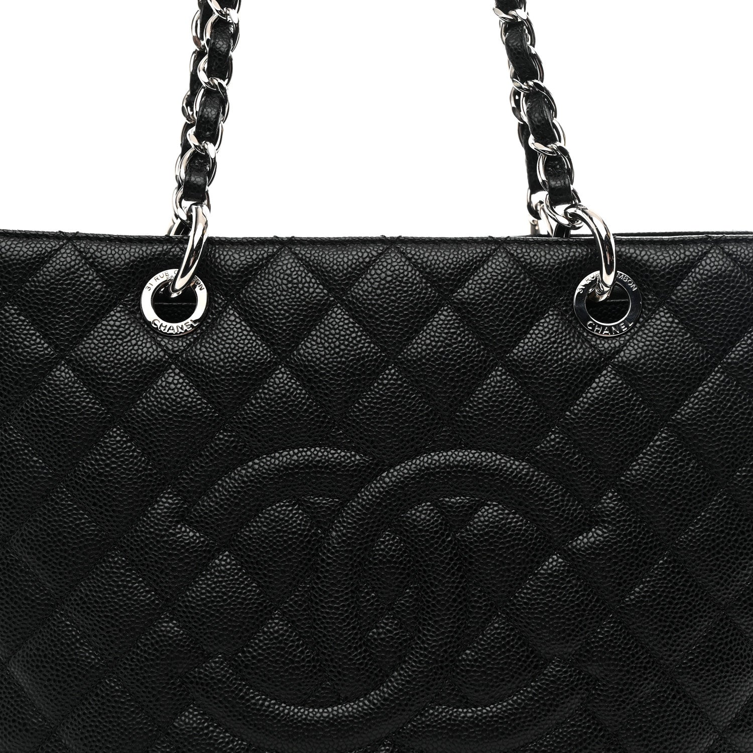 Caviar Quilted Grand Shopping Tote GST Black