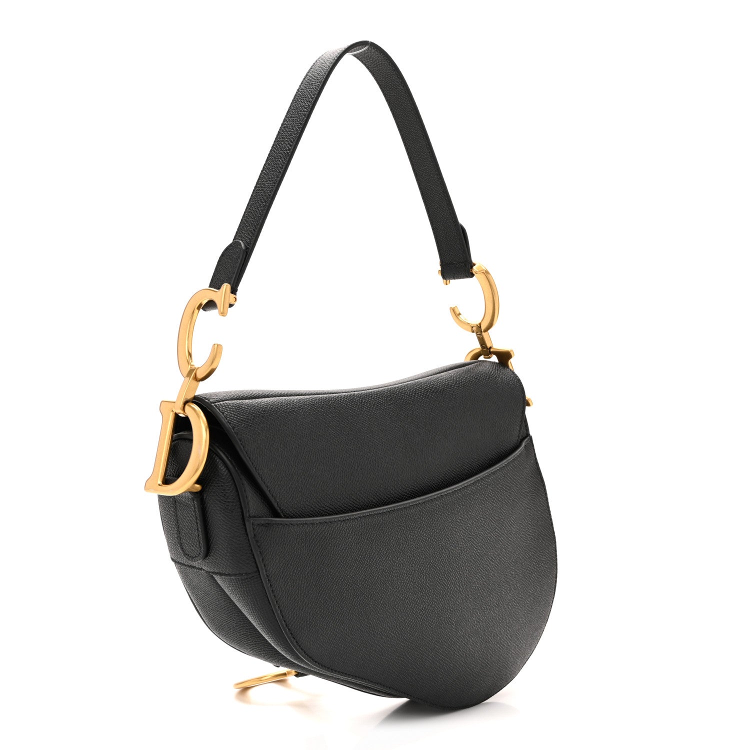 Grained Calfskin Saddle Bag Black