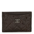 Distressed Patent Quilted  Holder Dark Brown