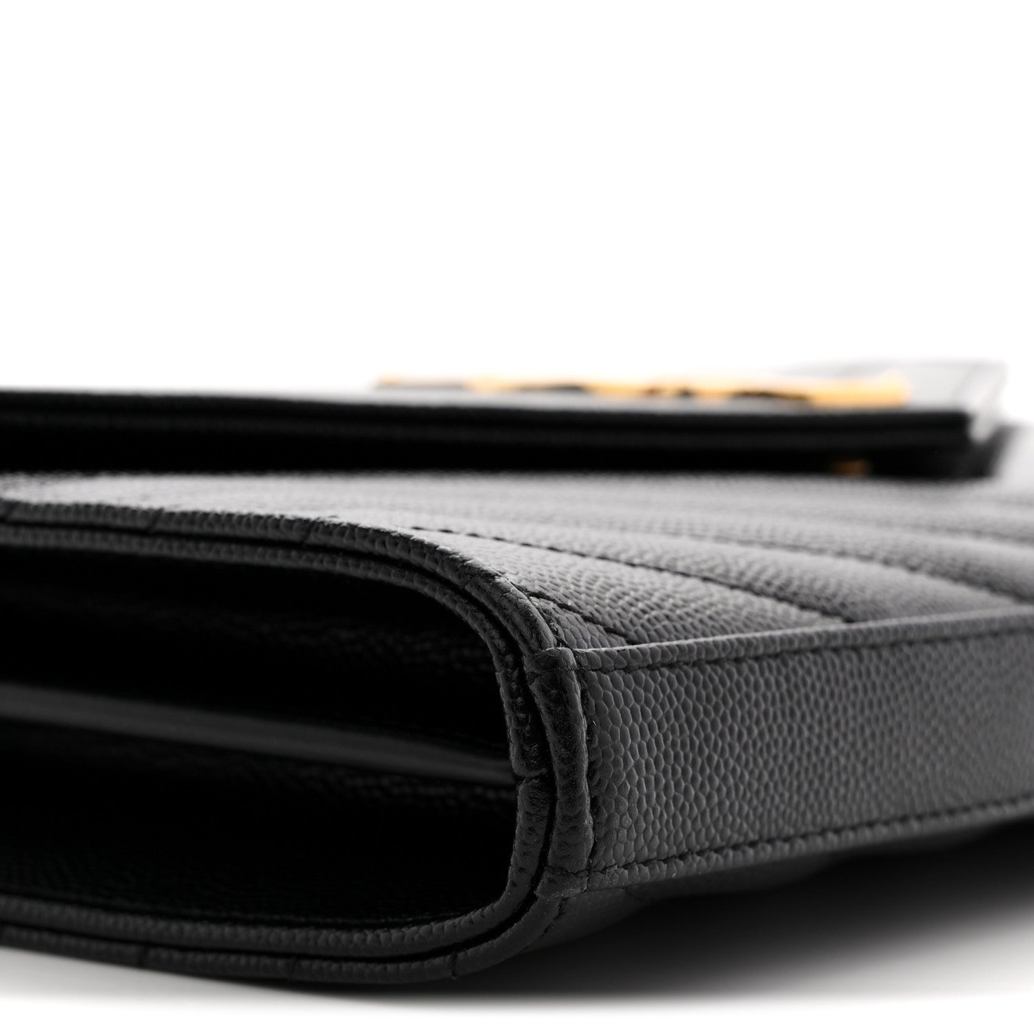 Grain De Poudre Matelasse Chevron Monogram Chain Wallet Black