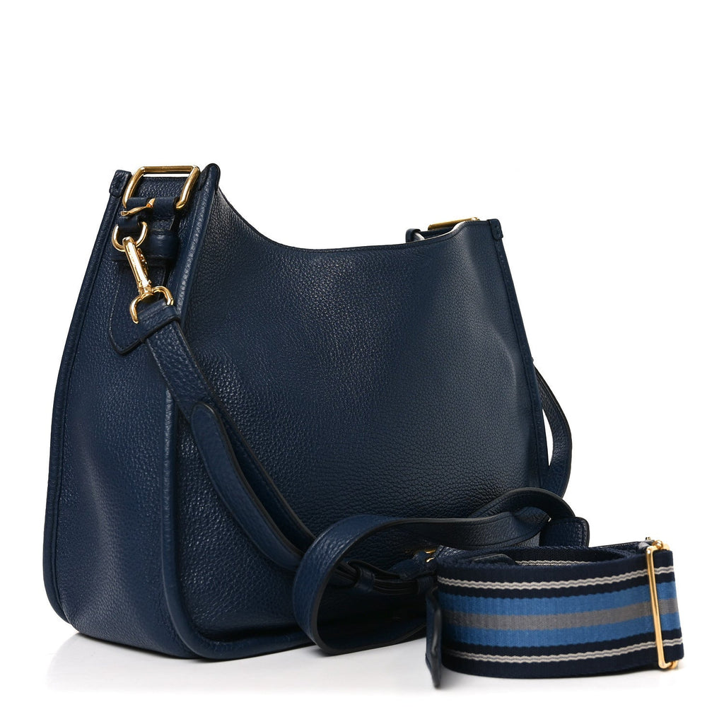 Vitello Daino Soft Shoulder Bag Blue