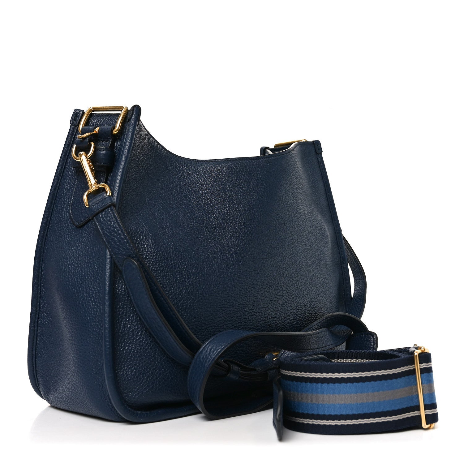 Vitello Daino Soft Shoulder Bag Blue