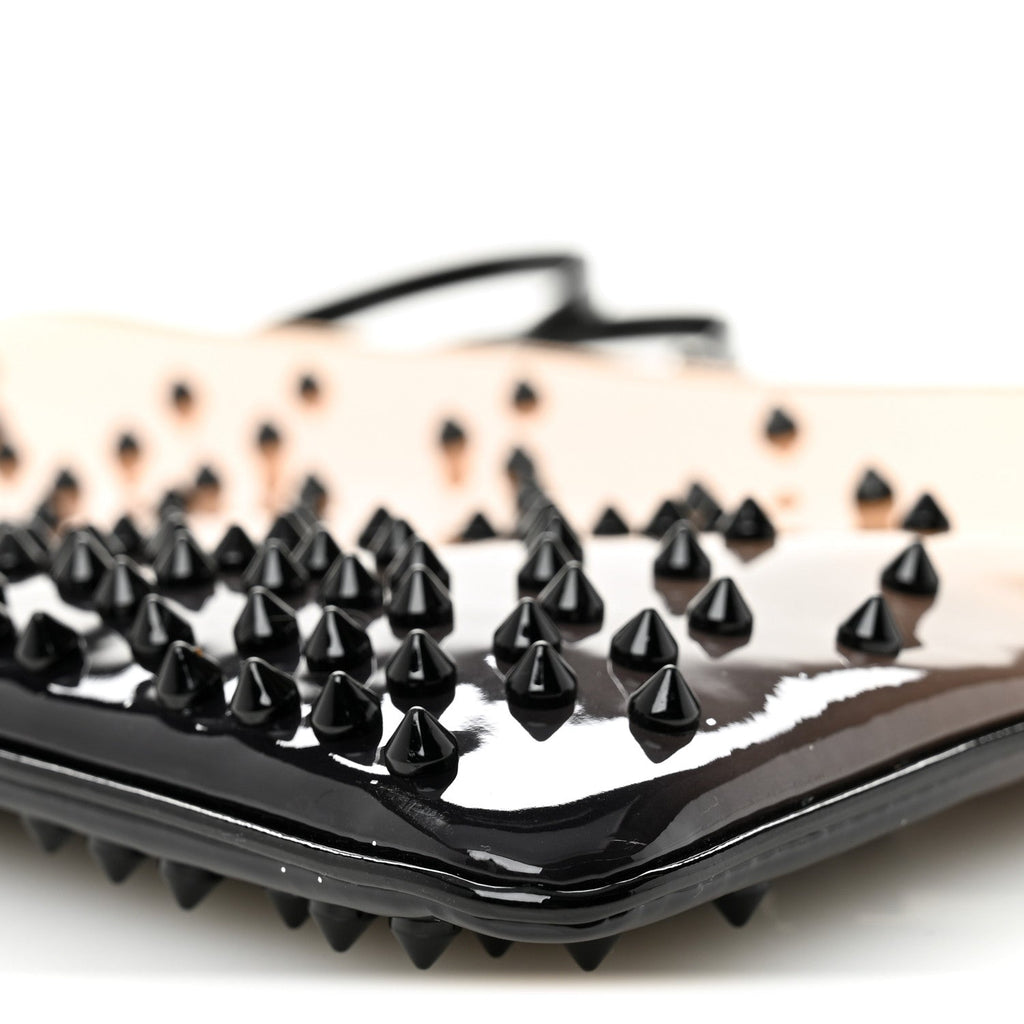 Patent Degrade Loubiposh Spiked Clutch Nude Black