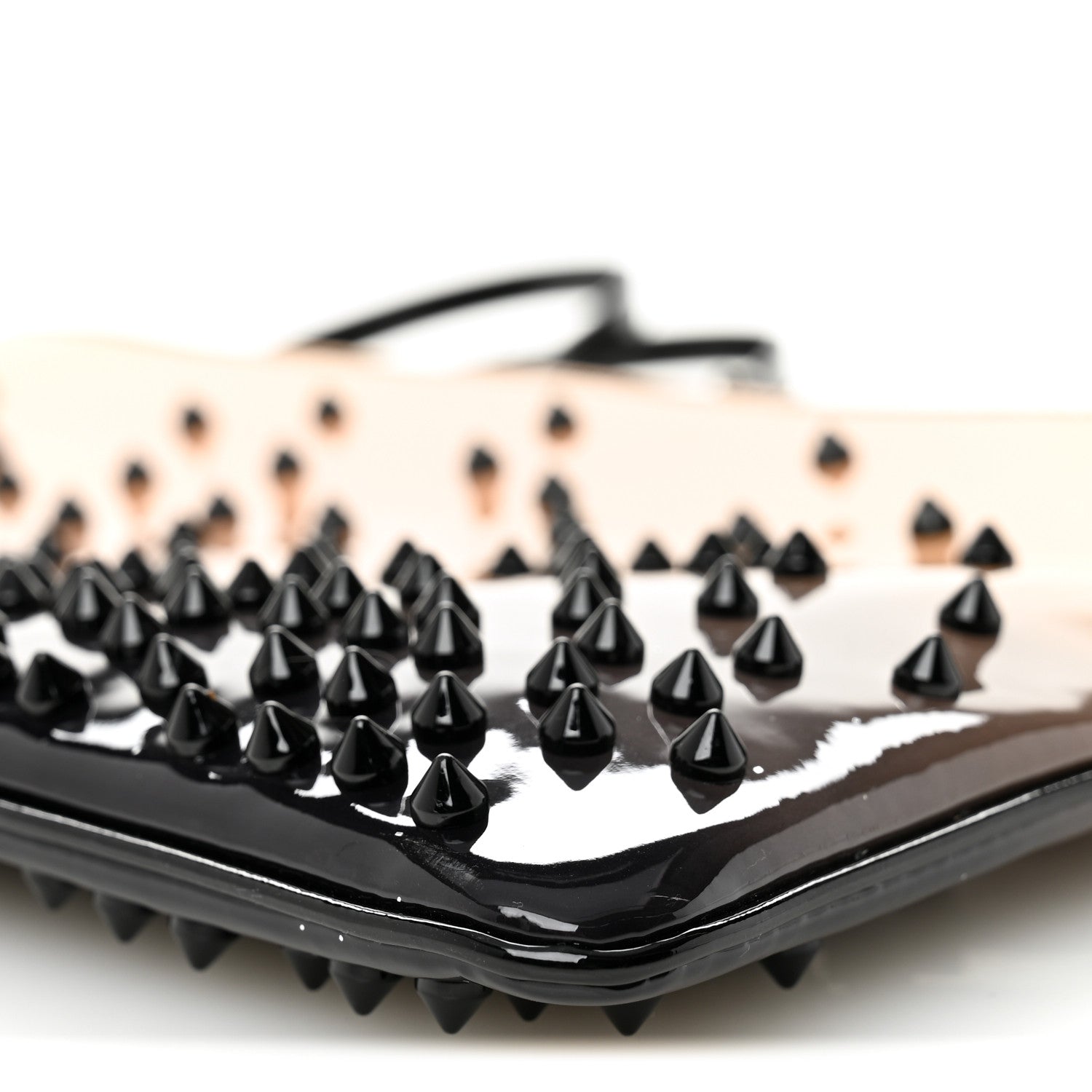Patent Degrade Loubiposh Spiked Clutch Nude Black