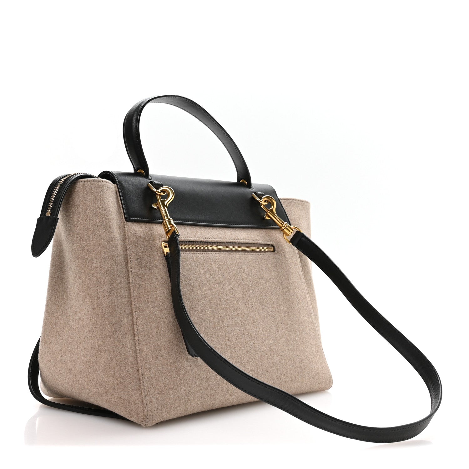 Felt Smooth Calfskin Mini Belt Bag Beige