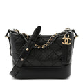 Aged Calfskin Quilted Small Gabrielle Hobo Black
