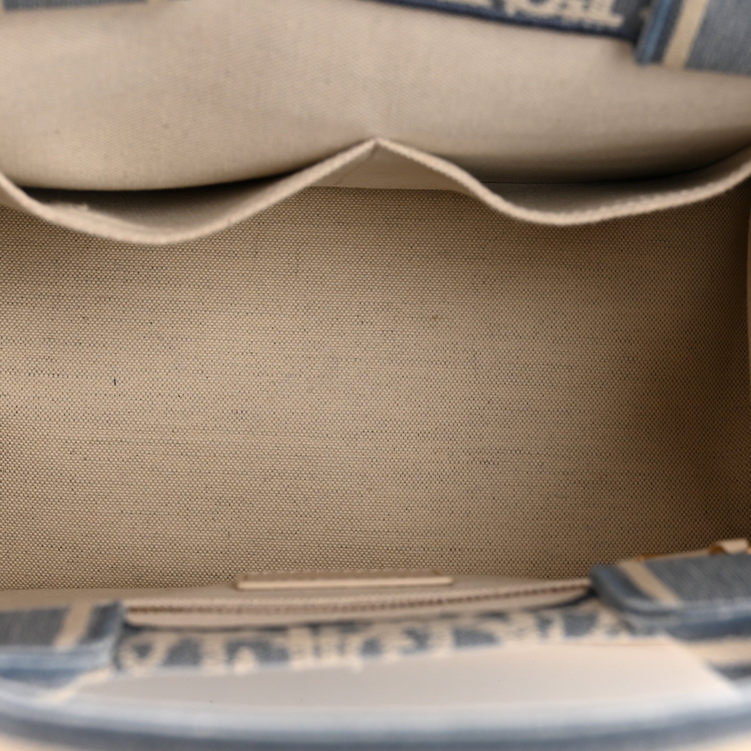 Oblique Chambray Calfskin Small Book Tote With Strap Blue Latte