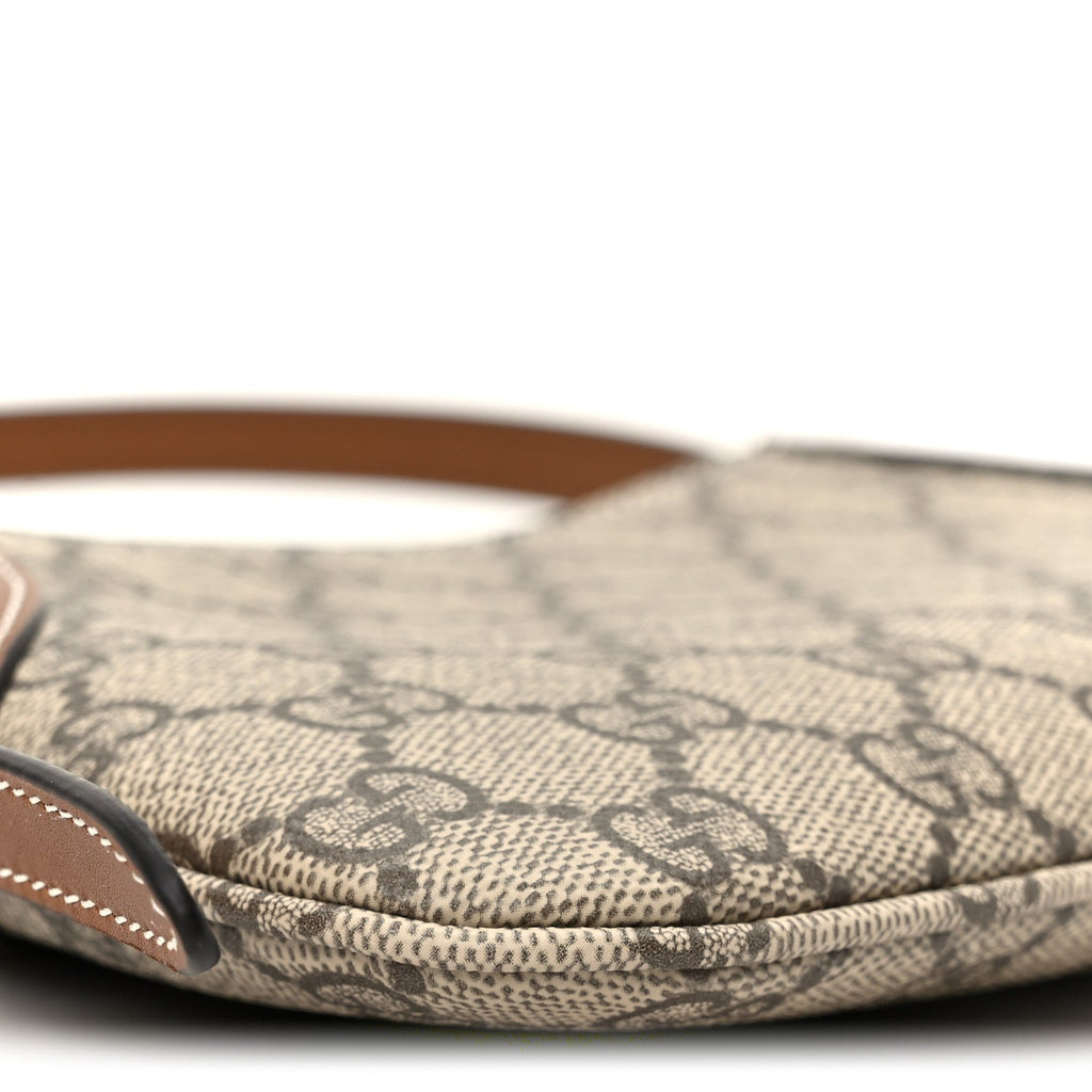 GG Monogram Calfskin Small Emblem Shoulder Bag Beige Dark Brown