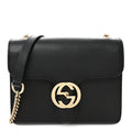 Dollar Calfskin Small Interlocking G Shoulder Bag Black