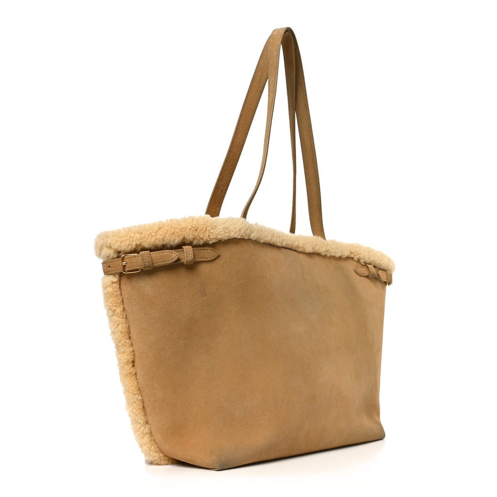 Suede Shearling Triomphe Medium Cabas Anais Natural