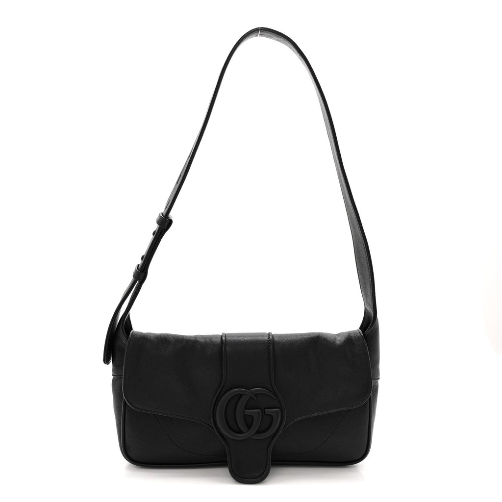 Goatskin Small GG Monochrome Aphrodite Shoulder Bag Black