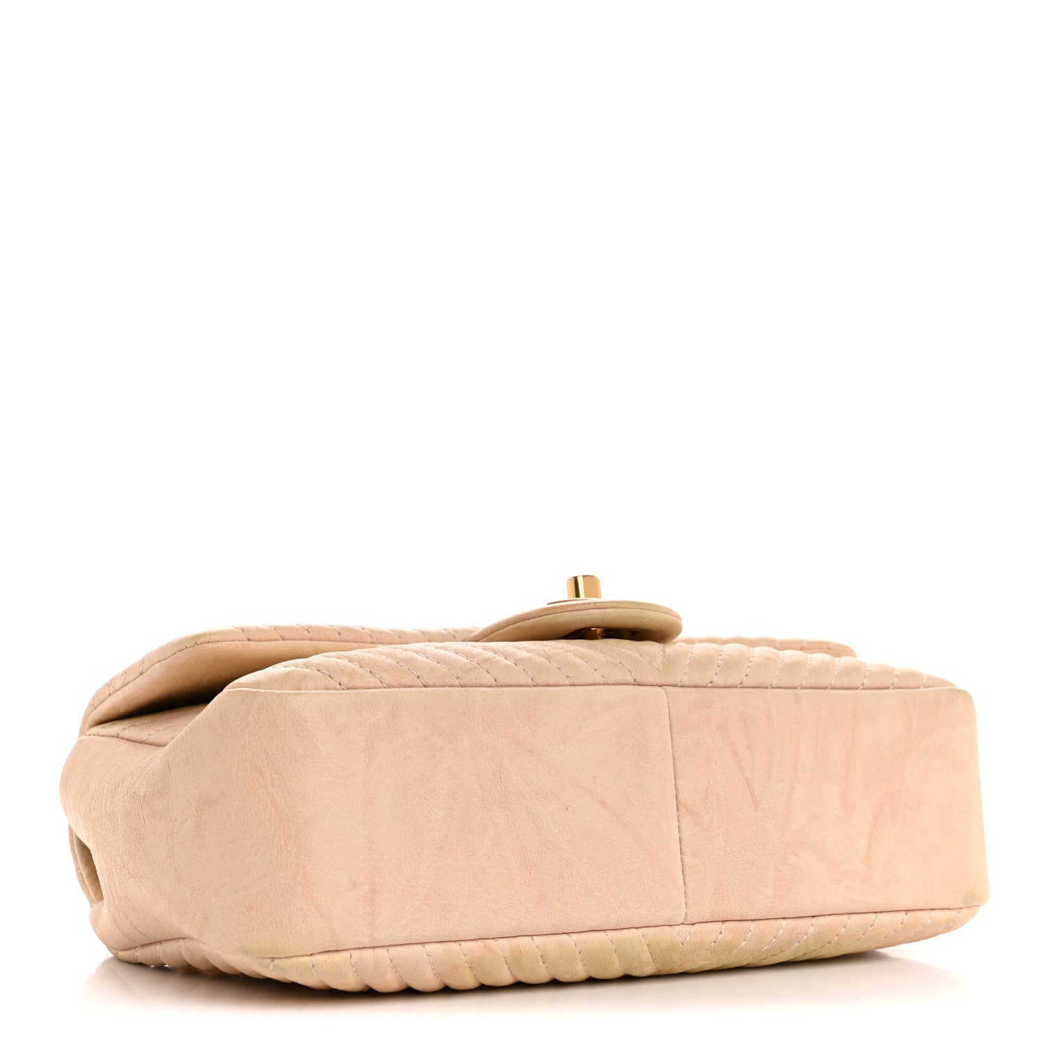 Calfskin Chevron Small Surpique Flap Beige