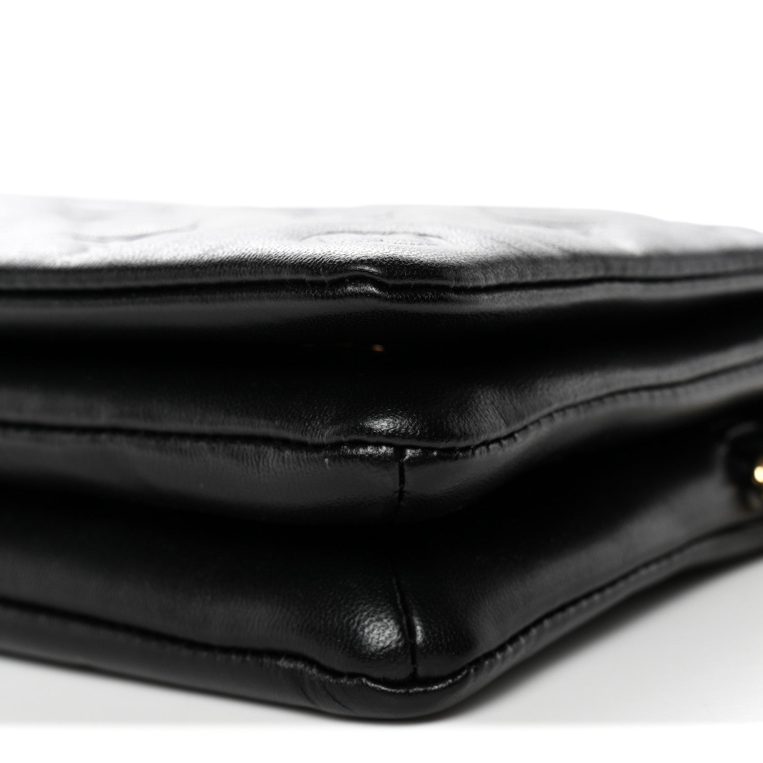 Lambskin Embossed Monogram Pochette Coussin Black
