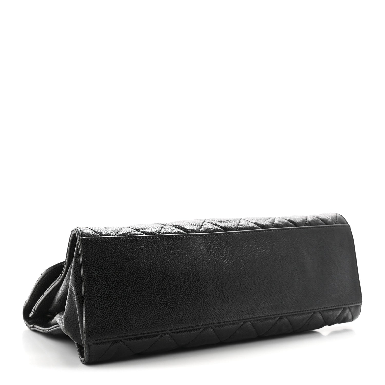 Crumpled Grained Calfskin Jumbo CC Crave Flap Black