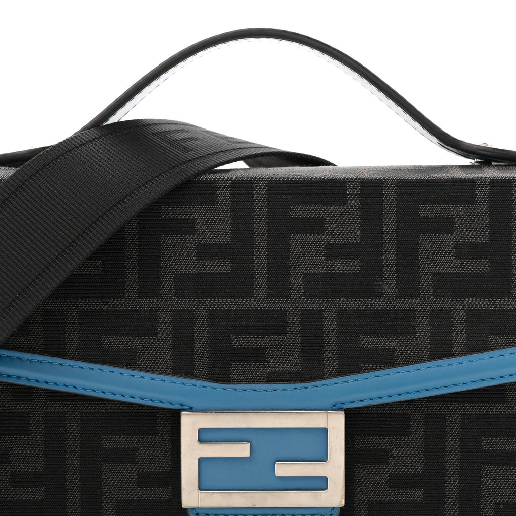 Recycled Fabric Jacquard Vitello King FF 1974 Baguette Soft Trunk Asfalto Black Fiordaliso