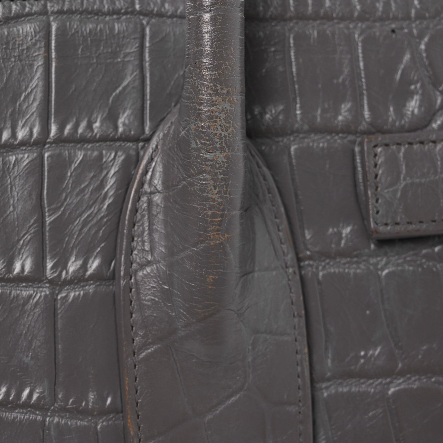 Calfskin Crocodile Embossed Small Sac de Jour Fog