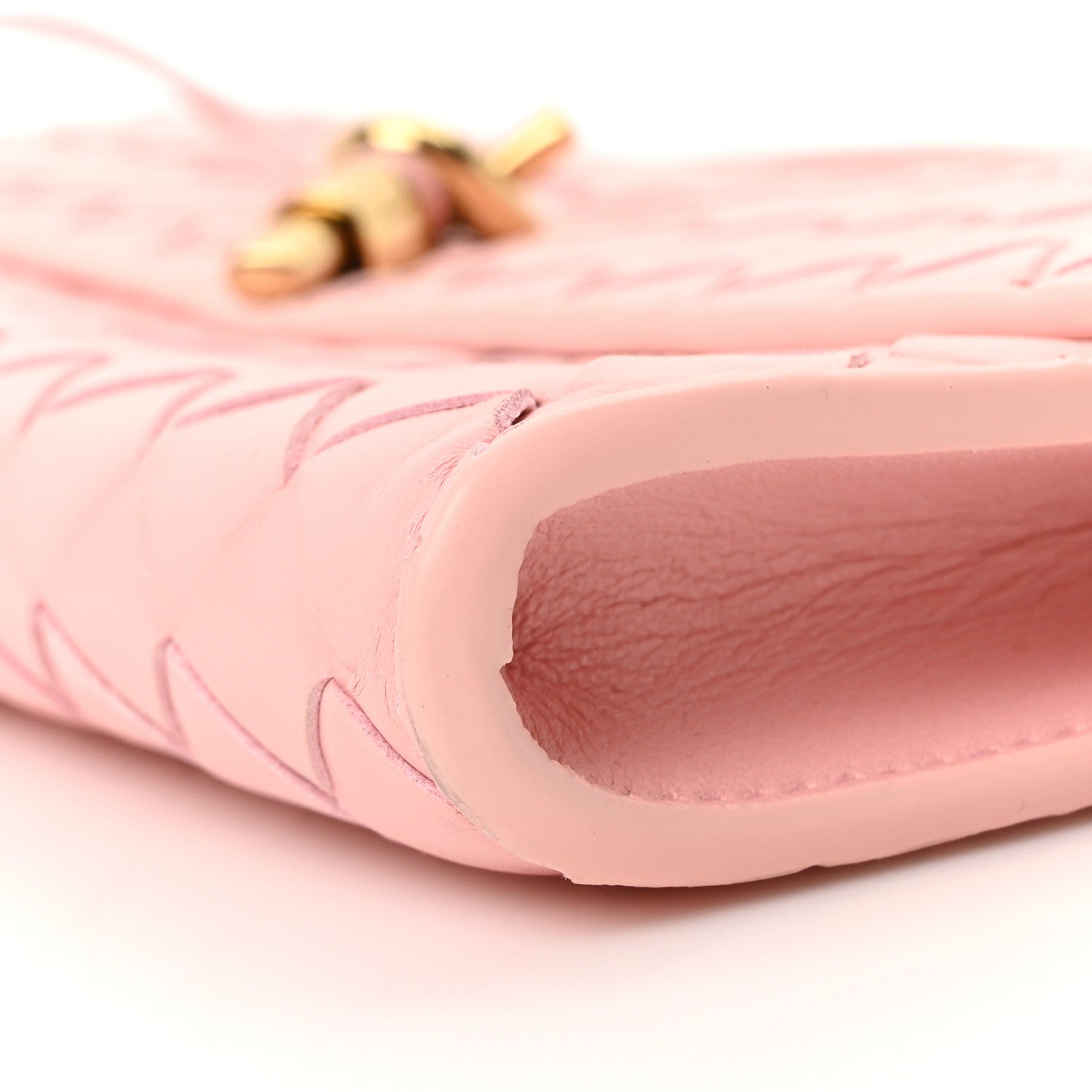 Nappa Intrecciato Long Andiamo Top Handle Clutch Rose