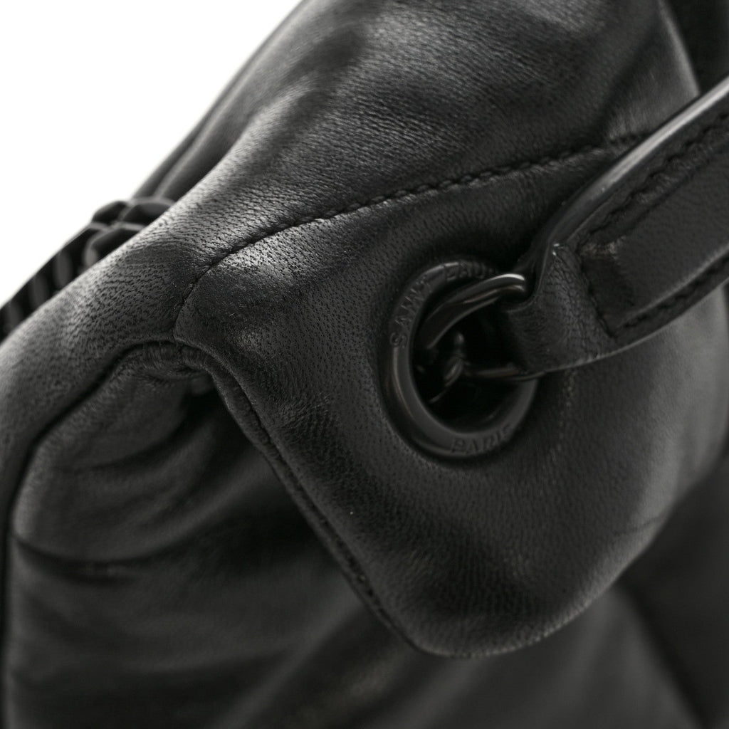 Lambskin Quilted Monogram Monochrome Small Loulou Puffer Chain Satchel Black