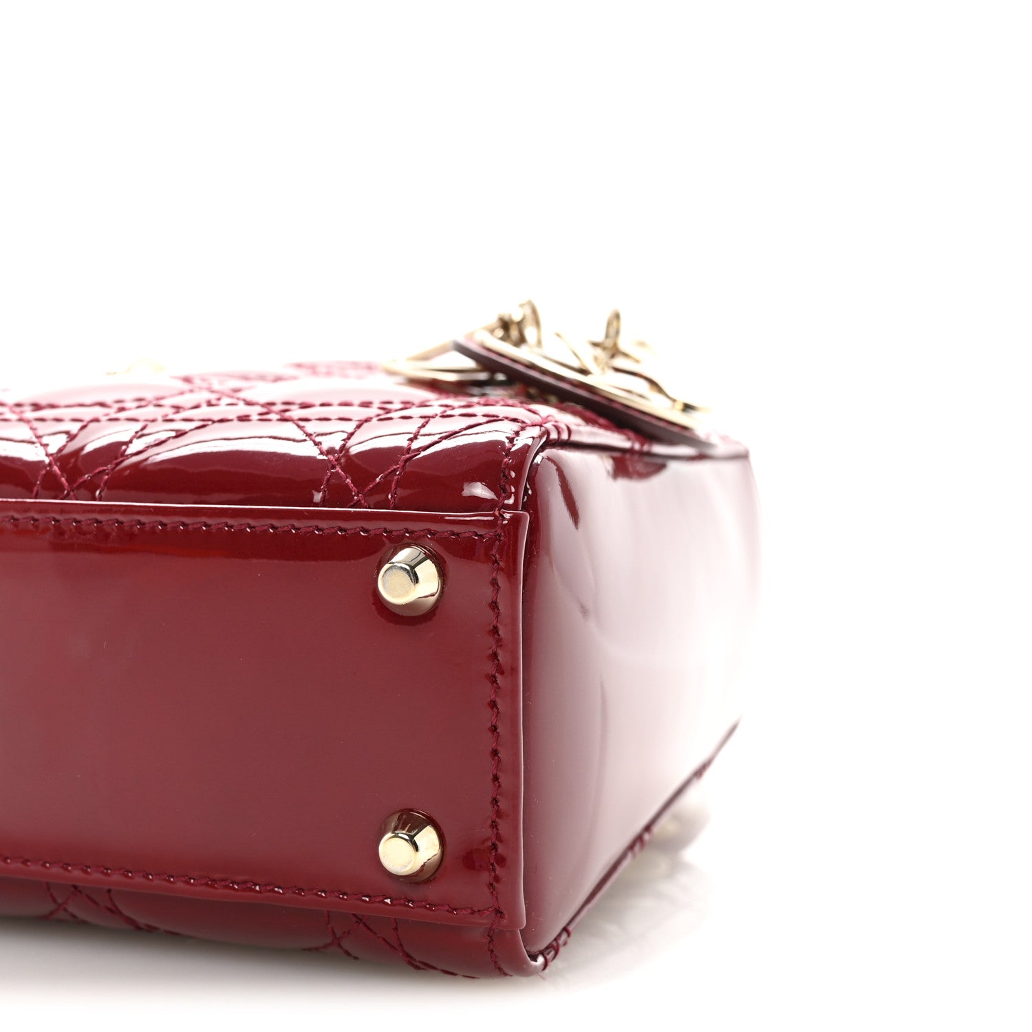 Patent Cannage Mini Lady Dior Red