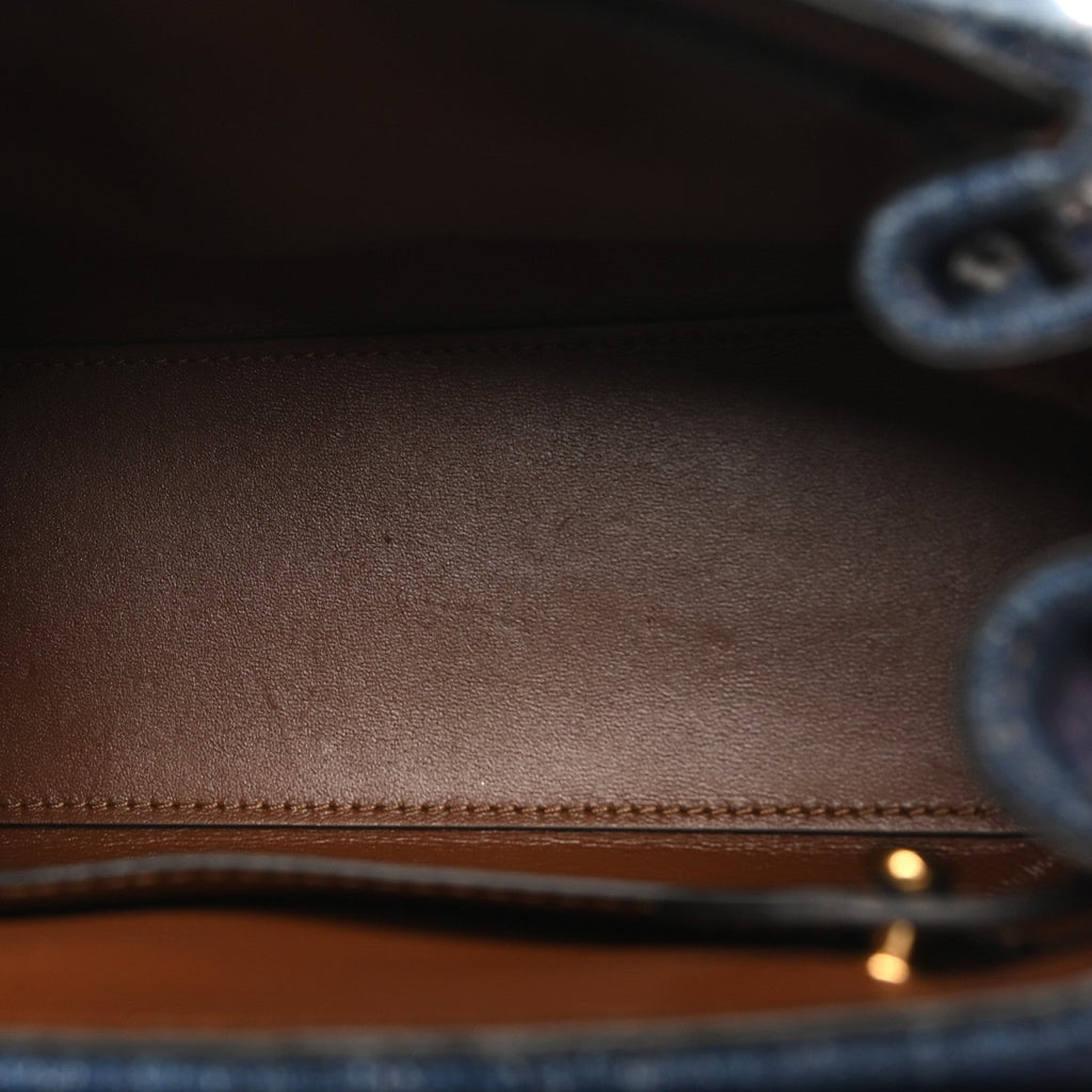 Denim La Medusa Chain Tote Navy Blue