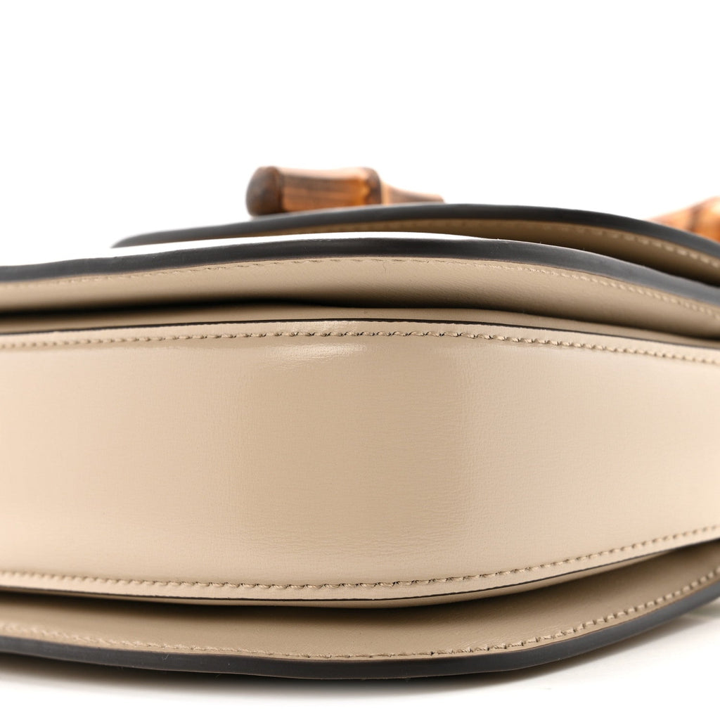 Boarded Dyana Lux Calfskin Web Small Bamboo 1947 Top Handle Bag Oatmeal