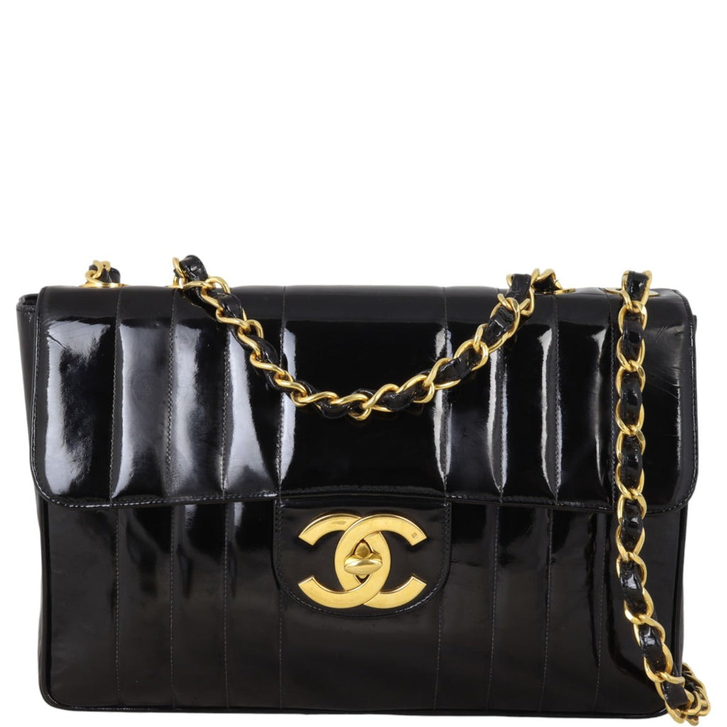 Chanel Vertical Quilt Single Flap Jumbo Patent