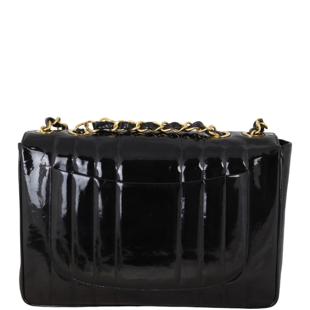 Chanel Vertical Quilt Single Flap Jumbo Patent
