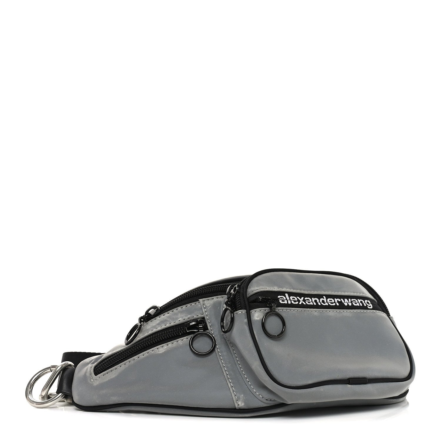 Nylon Logo Printed Attica Belt Bag Reflective Silver