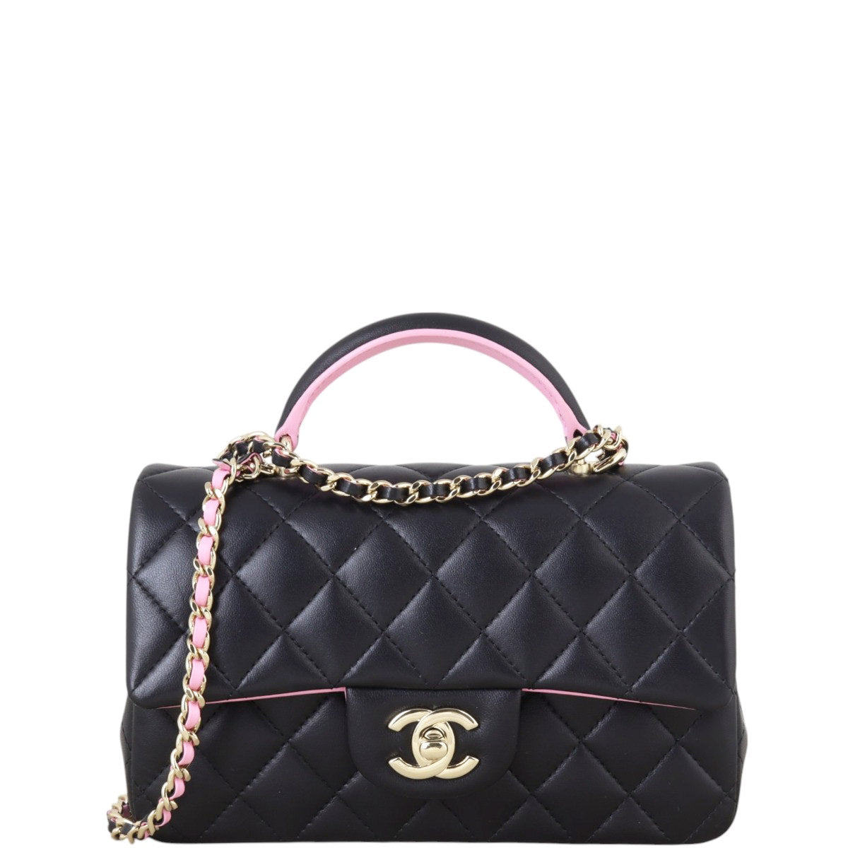 Chanel Classic Flap Mini Rectangular Top Handle Bag Lambskin