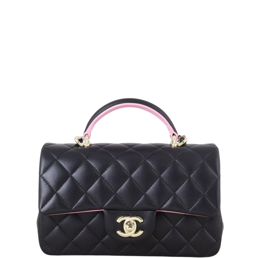 Chanel Classic Flap Mini Rectangular Top Handle Bag Lambskin